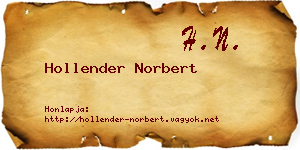 Hollender Norbert névjegykártya